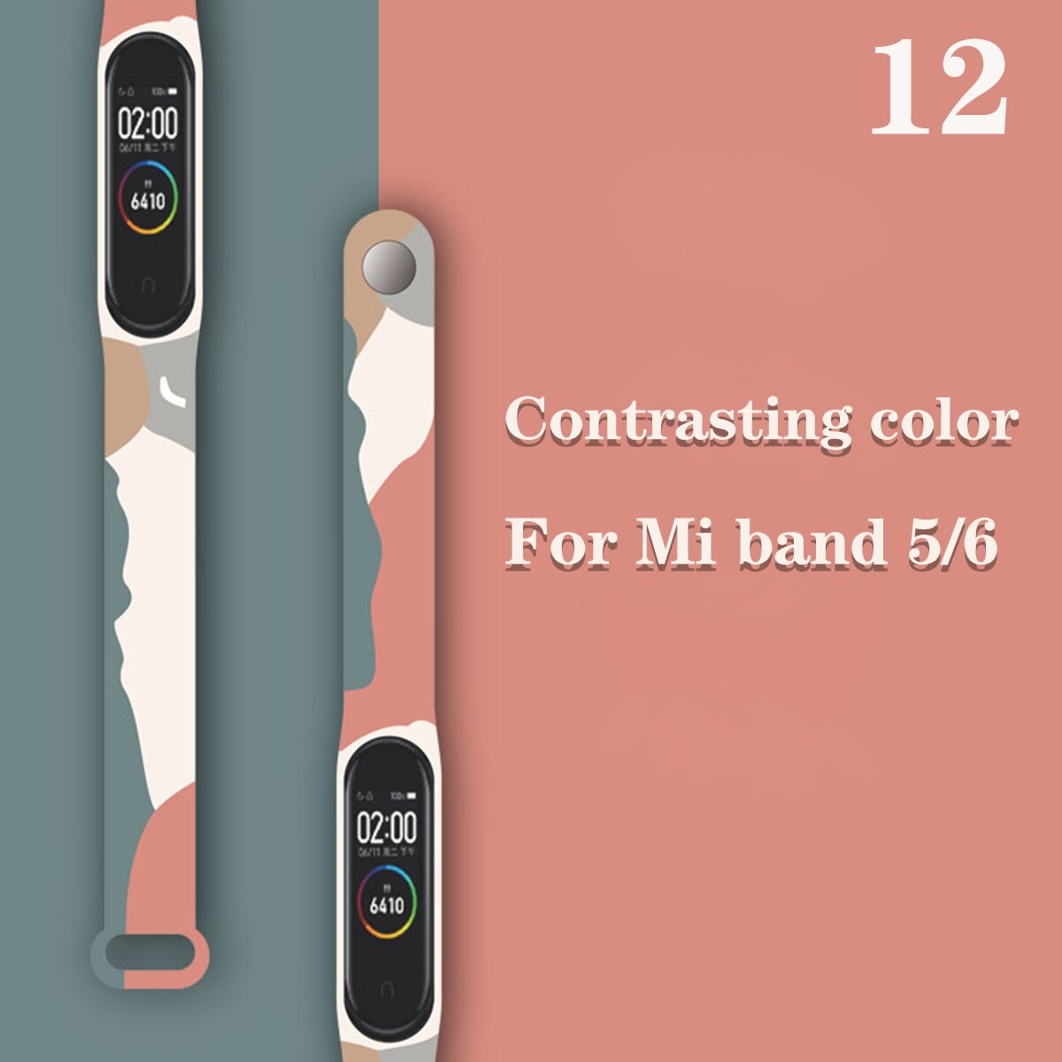 Print Pattern Bracelets Mi Band5 Mi Band 6 Strap Sports Wristband Adjustable Bracelets For Sport Silicone TPU straps: 12