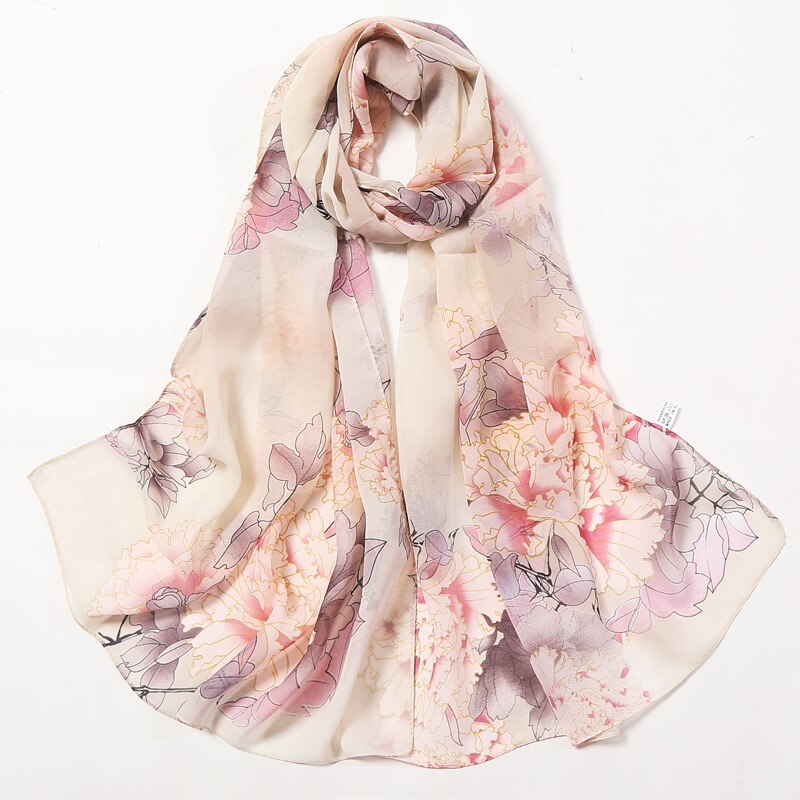 Beach flower print Georgette chiffon scarf silk square hijab cool shawl ladies foulard femme Scarves hair bufanda mujer