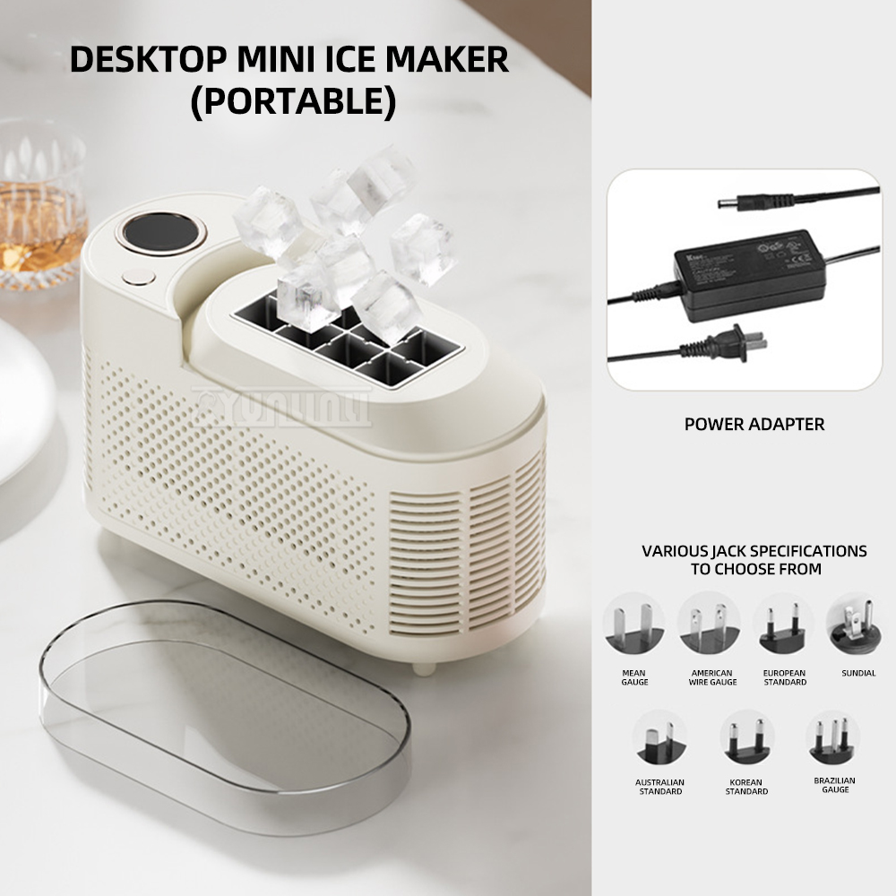 Automatyczna mini kostkarka robić lodu Przenośna kostkarka robić lodu montowana w samochodzie Maquina De Hielo Portatil: Beżowy