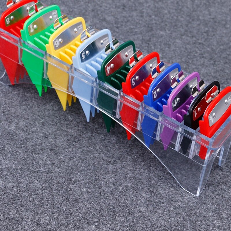10Pcs Barber Shop Styling Comb Sets Transparent Clipper Hair Limit Comb Trimmer Attachment Hairdresser Hair Clipper