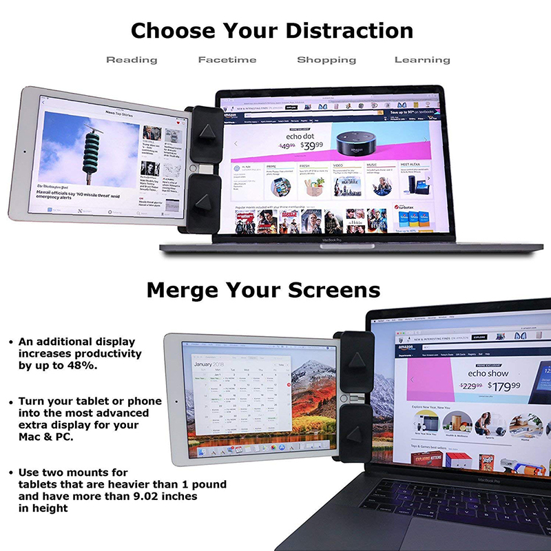 Universal Dual Display Side Mount Clip Monitor Tablet Holder for IPad Pro Air 1 2 3 4 5 Macbook Air Xiaomi Laptop Suporte Stand