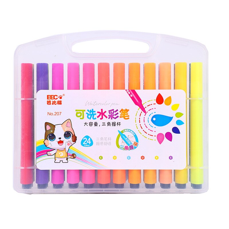 12/18/24/36 Colors Art Marker Pen Watercolor Pencils Drawing Set Art Supplies Graffiti Pen Washable Markers for Kids: 24color