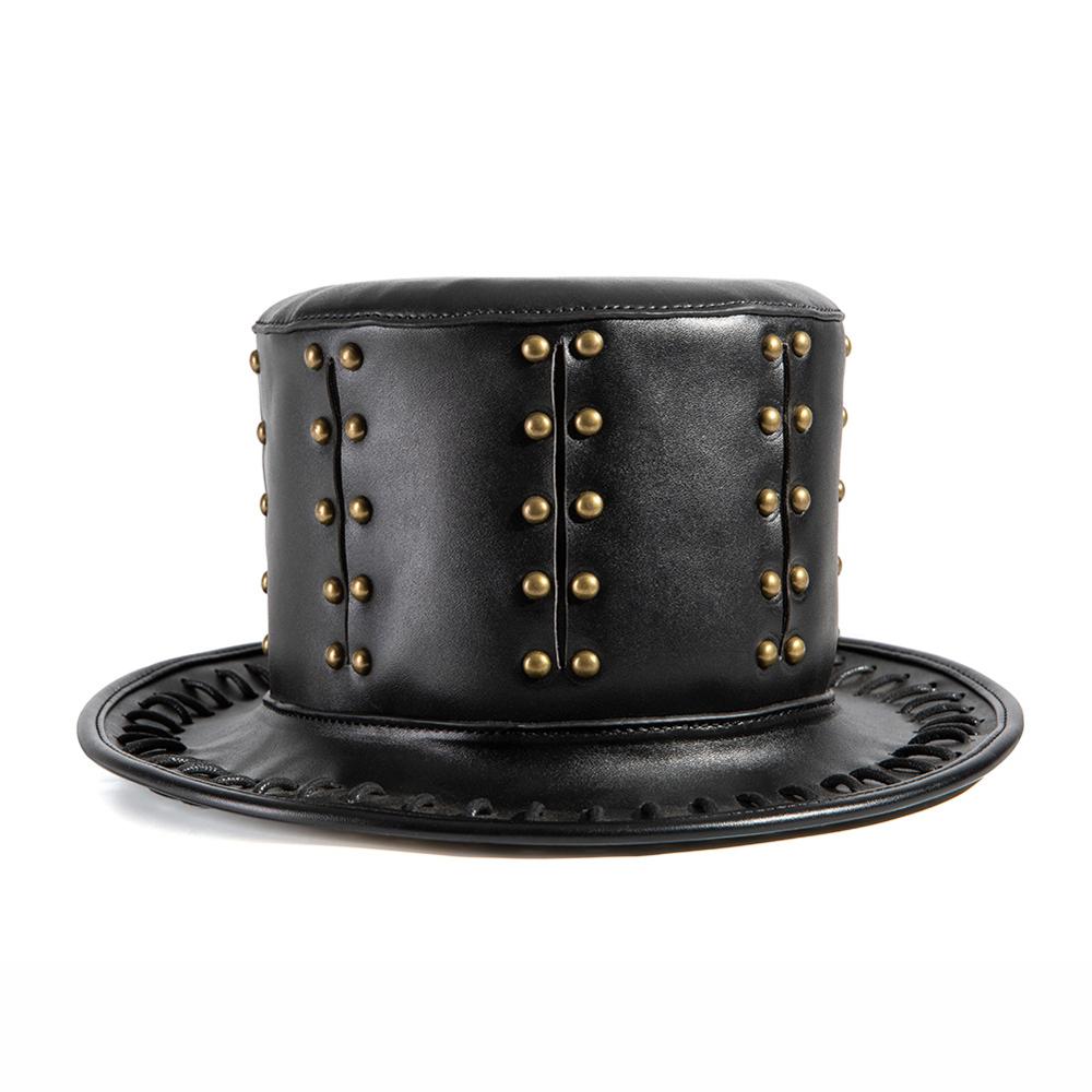 Aboutcos steampunk hat pu læder hatte victorian mandlige millinery traditionel magic tryllekunstner kasketter gentleman hat prom rekvisitter cos kit