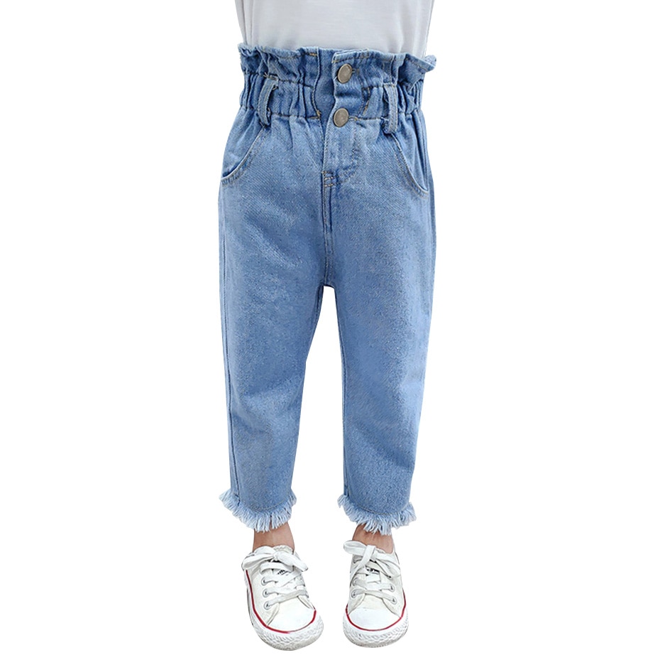 Baby Girl Jeans Tassel Girl High Waist Jeans Kids Casual Style Jeans Kids TollderClothes For Girls