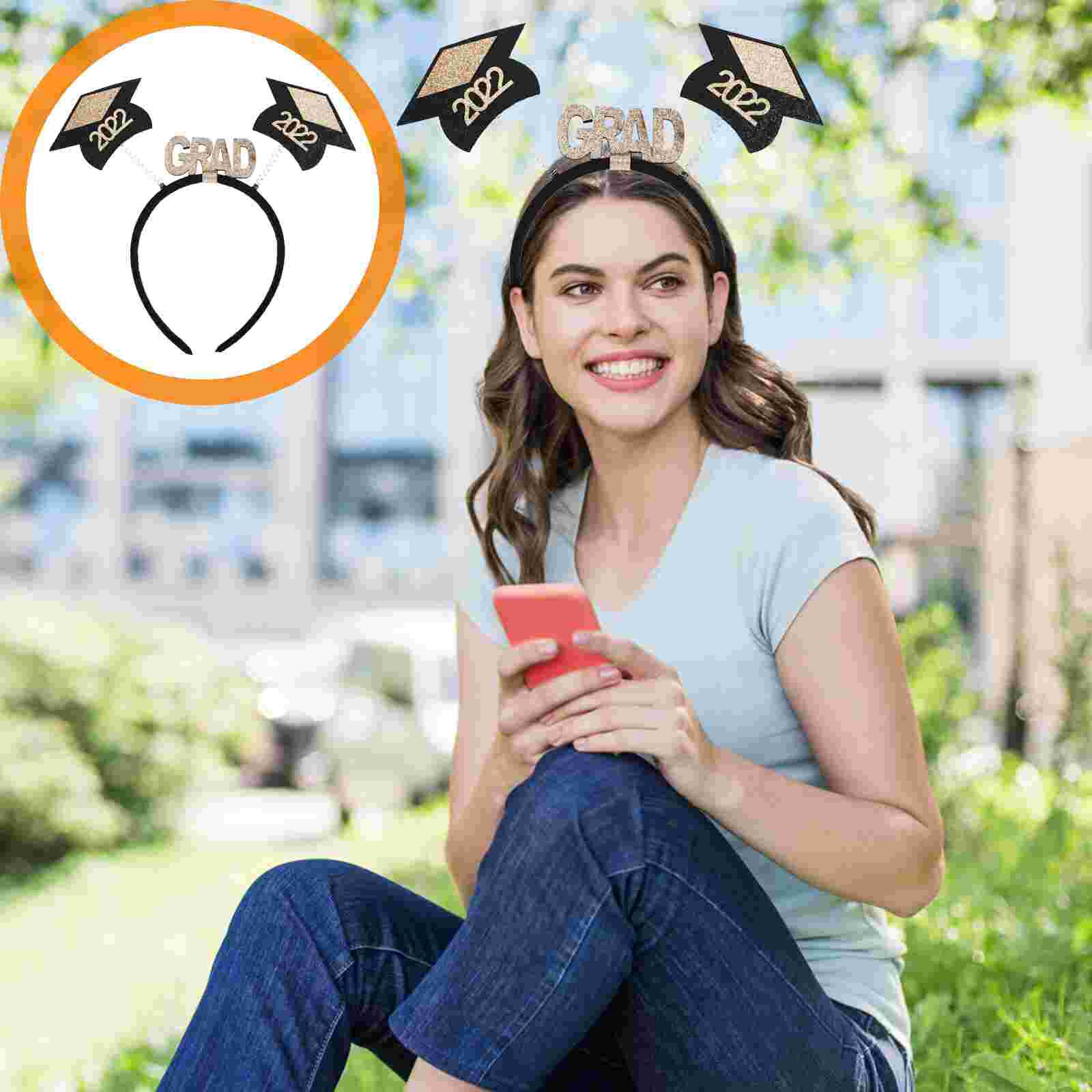 2pcs Chic Graduation Headdress Graduation Party Headband Graduation Caps Hairband Graduation Hat Headband