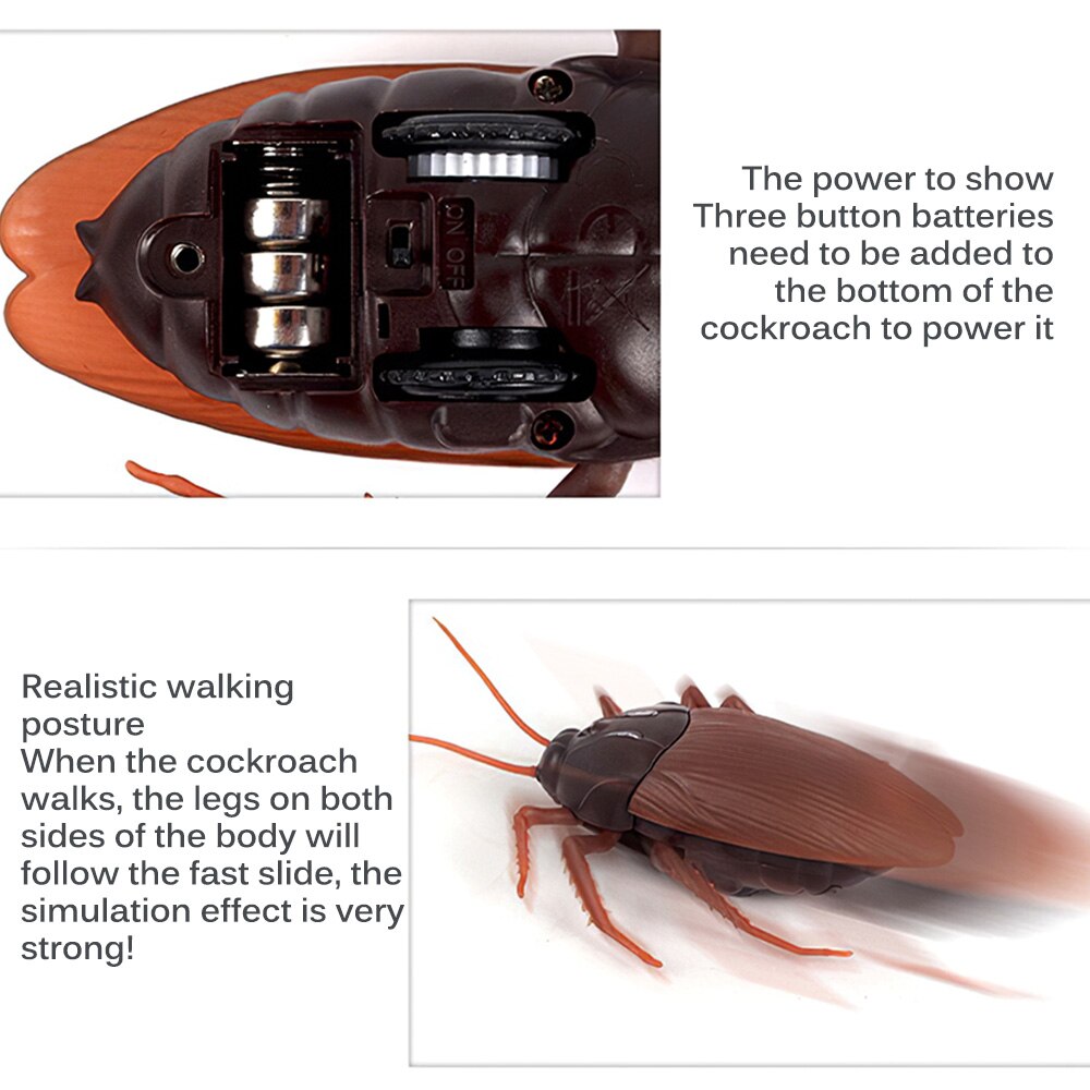Jouet pour blague d'insecte, 1 pièce, effrayant, caniche en mouvement, Animal RC, Horrible, électricité, faux cafard, d'halloween