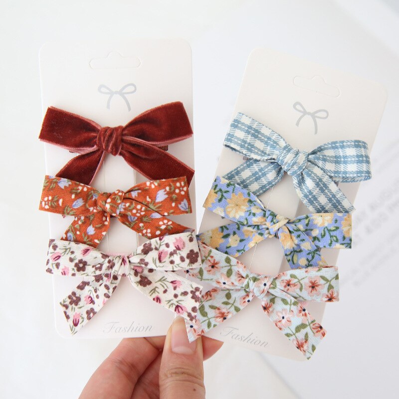 3 sztuk/zestaw nowy łuk włosy dziewczynki klipy pled kropka tkaniny Bowknot dzieci spinki kwiat Barrettes dla dzieci...