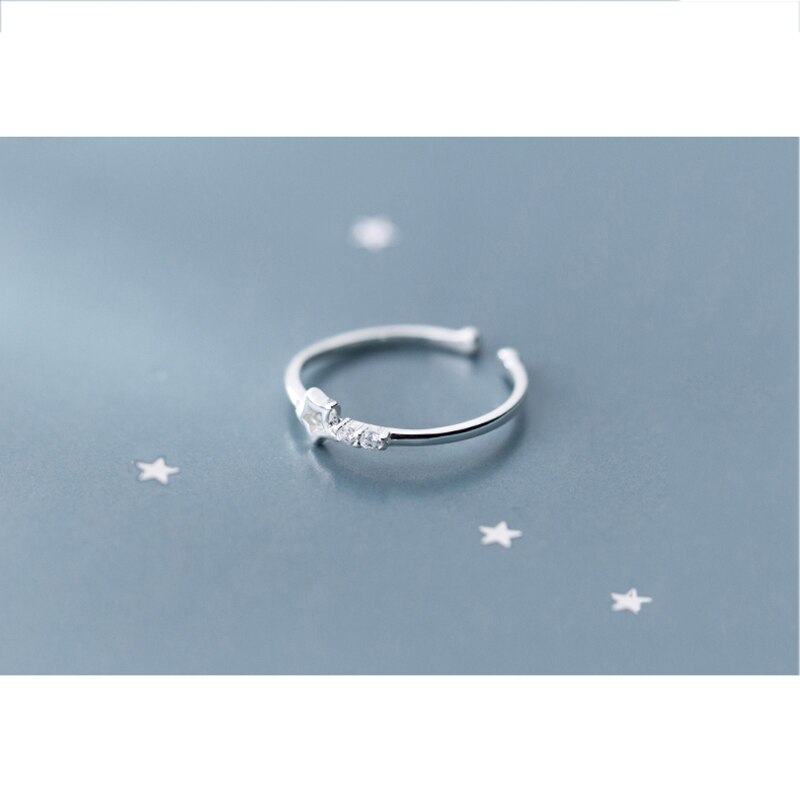 INZATT Echtem 925 Sterling Silber Romantische Ring Für modisch Frauen Nette Hohl Zirkon Stern Schmuck Valentinstag