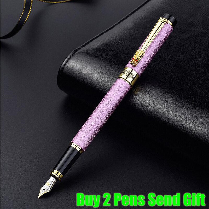 Klassieke Hero 6006 Metalen Inkt Vulpen Business Mannen Draak Kristal Diamant Schrijfpen 2 Pennen Sturen: Pink