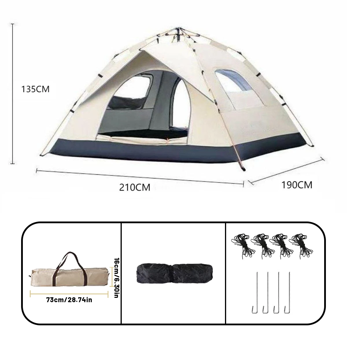 Snel op te zetten pop-up tent voor  up 4 personen - waterdichte, uv-werende schuilplaats voor strand, vissen, kamperen, familietenten, outdoor kampeertent