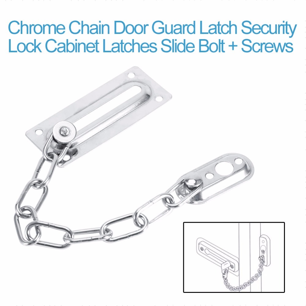 Sliding Door Lock Chrome Door Lock Chain Bolt Safety Chain Hotel Office Security Chain Gate Cabinet Latches Decorative Hardware