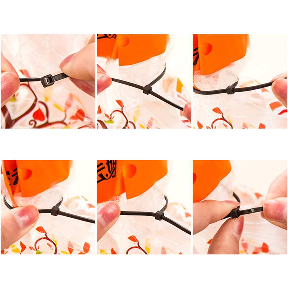 100pcs Plastic Nylon Tie Self-locking Fastening Ring Cable Wire Zip Ties Set for Family Outdoor Camping Accessories