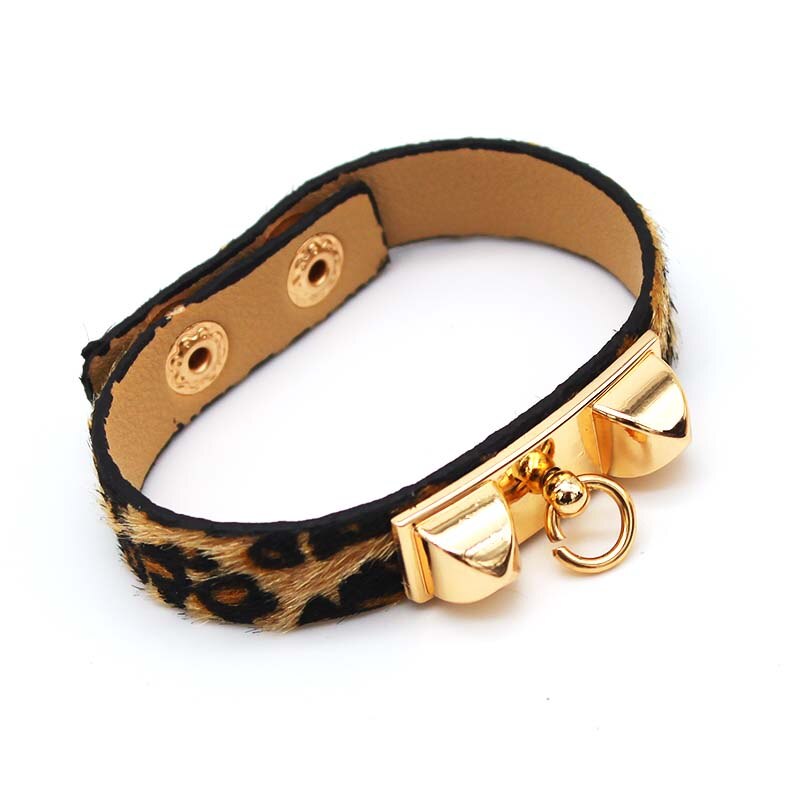 D&D Leather Bracelet For Women Leopard Simple Punk Charms Bracelet Female Cuff Jewelry