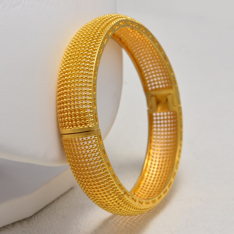 Annayoyo Mode Gouden Kleur Bruiloft Armbanden voor Vrouwen Bruid Kan OPen Armbanden Ethiopische/frankrijk/Afrikaanse/Dubai sieraden