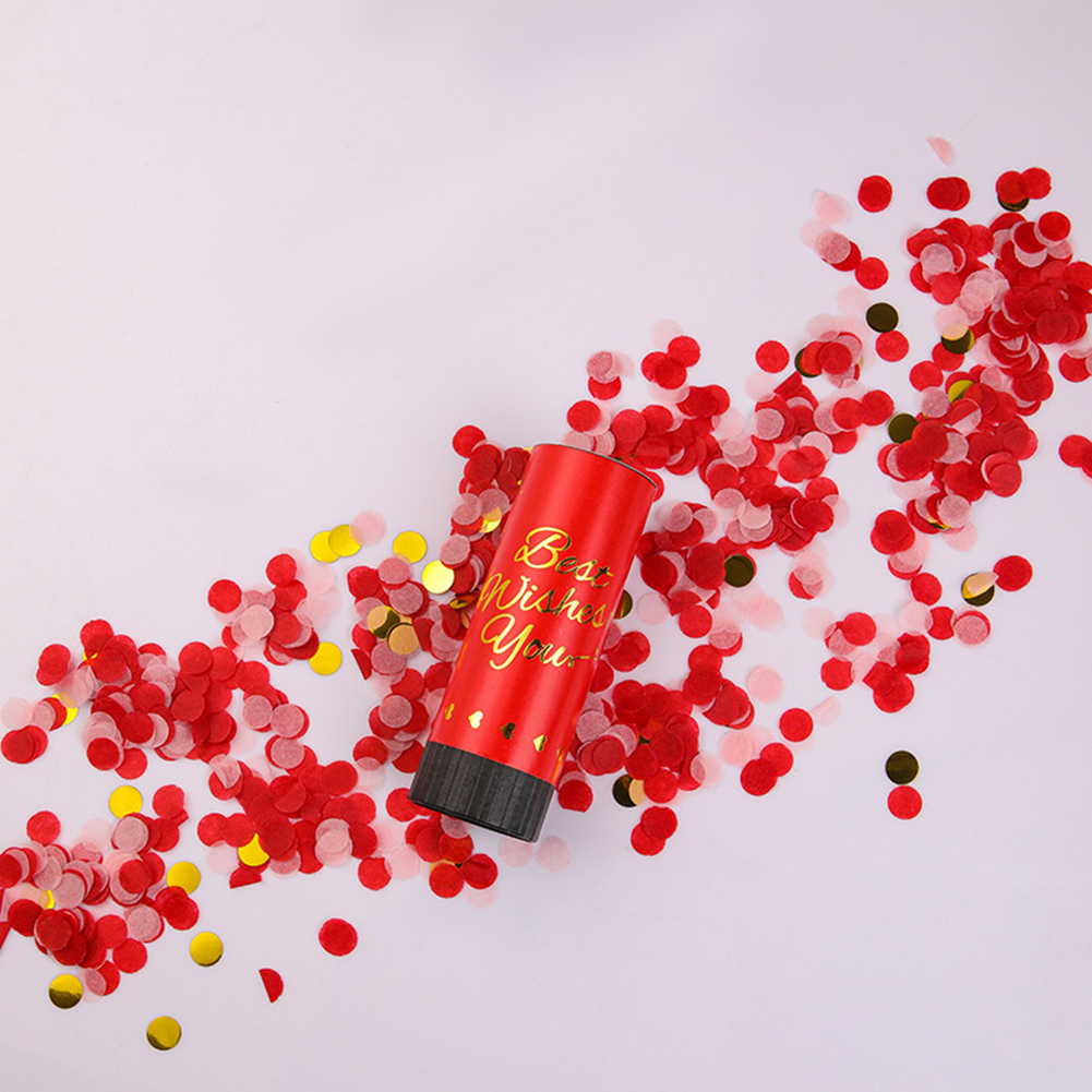 1pcs Confetti Cannons Party Poppers Wedding Streamers Air Compressed Confetti Handheld Graduation Wedding Party Supplies: Red