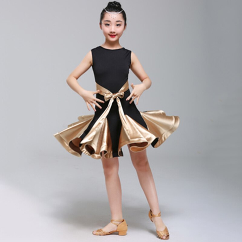 vestido de baile latino para niñas vestidos de baile de salón estándar sin mangas para niños ropa de salón de baile Salsa