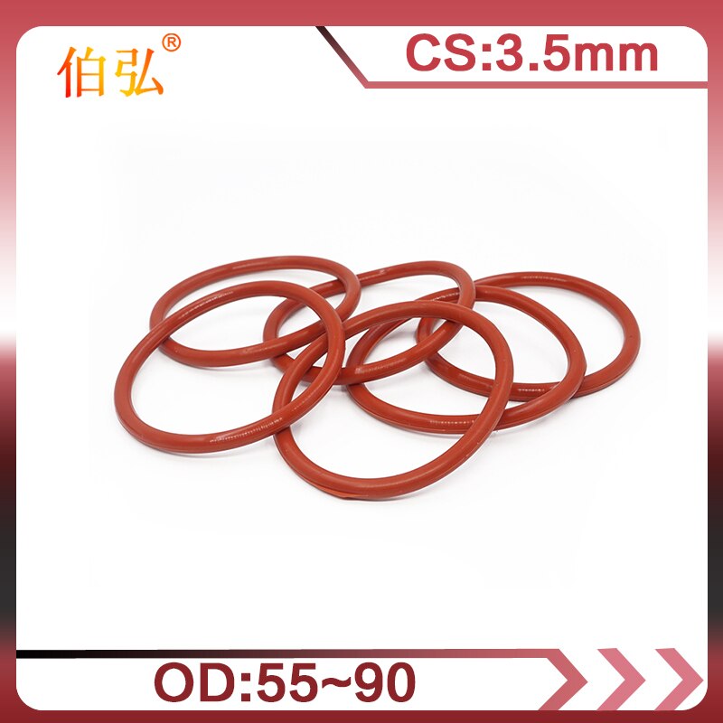 1 Stk/partij Rode Siliconen O-Ring Siliconen/Vmq Cs 3.5Mm OD55/90Mm Rubber Ring siliconen Afdichting Strip Pakking Sanitaire Wasmachine