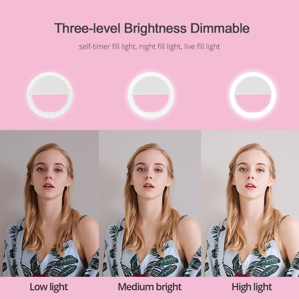 Selfie-telefon led-nyhetslys selfie-lampe lysring batteridrevet fotofyllingslys for smarttelefon
