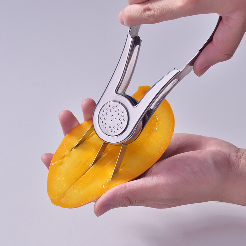Mango Splitter Fruit Peeler Mango Cutting Knife Stainless Steel Fruit Peeling Tool Coring Diced Kitchen Gadget