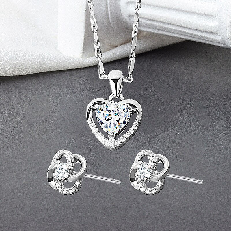 Ensembles de Bijoux de fleurs à la mariage 925 boucles d'oreilles en argent Sterling collier breloques fleur Bijoux femmes collier ensemble Bijoux