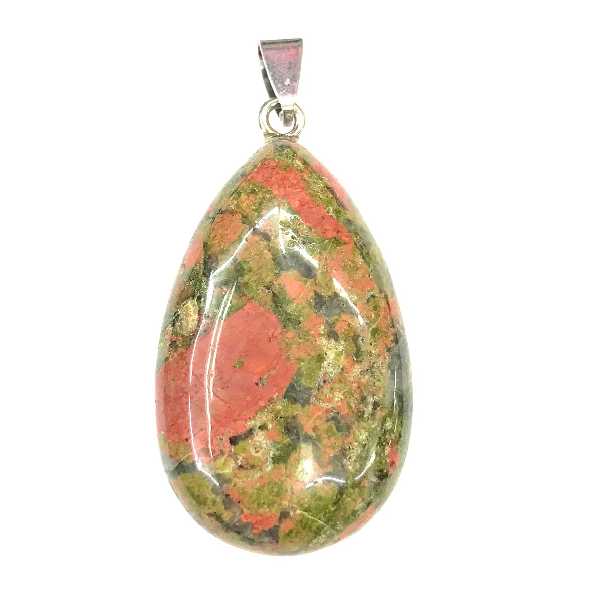 Colgantes de piedra Natural en forma de gota de agua, ágatas de cristal, COLLAR COLGANTE para fabricación de joyas, tamaño de buena , 24mm x 43mm: Unakite