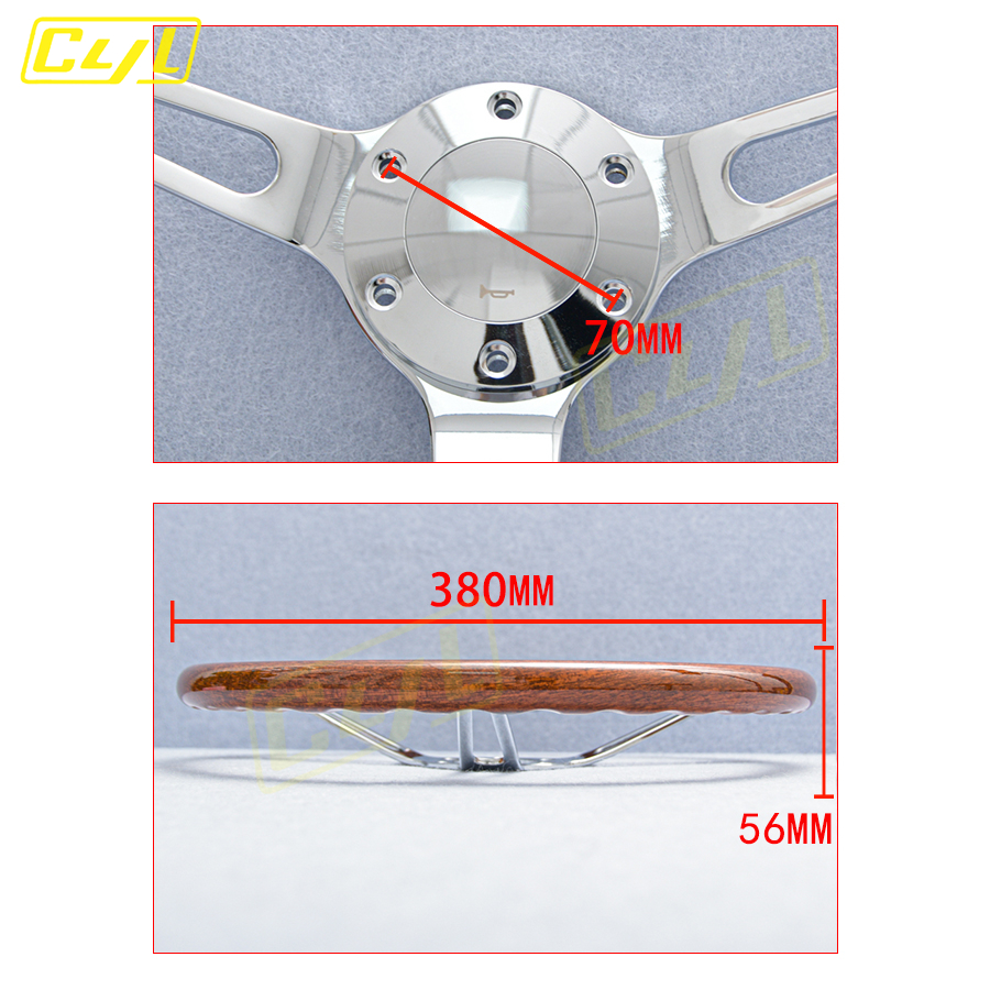 15 Zoll 380 mm Universal- retro Auto Holzfilm Lenkrad Klassisches Jahrgang Holz Sportlenkrad