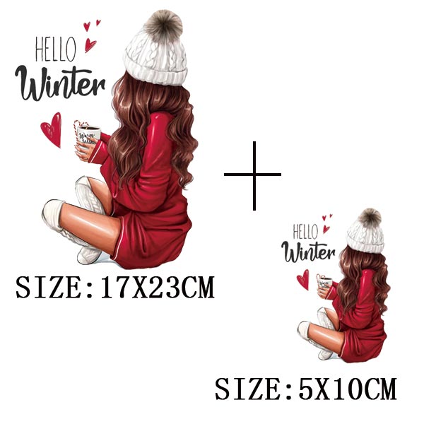 Russisch Meisje Ijzer Op Patches Voor Kleding Winter Lady Thermische Transfers Sticker Op Kleding Toepassing Van Ijzer Op Patch Decor: D-071BigSMall