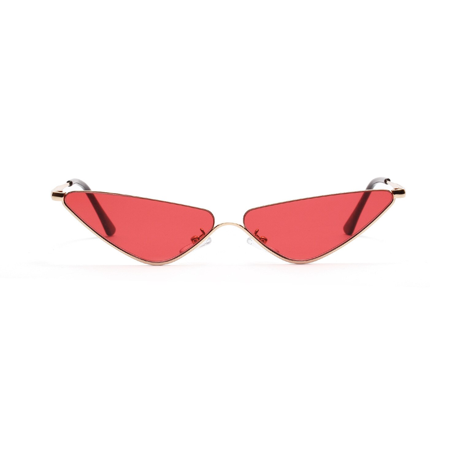 Lady Triangle Sun Glasses Women's Cat Eye Small Glasses Women's Men's Personality Retro Polygon Small Frame Sunglasses: Red
