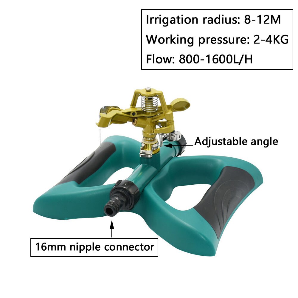 Aspersores rotativos de Metal para césped y jardín, rociador automático de 360 grados para granja, agua de riego con soporte de boquilla: A