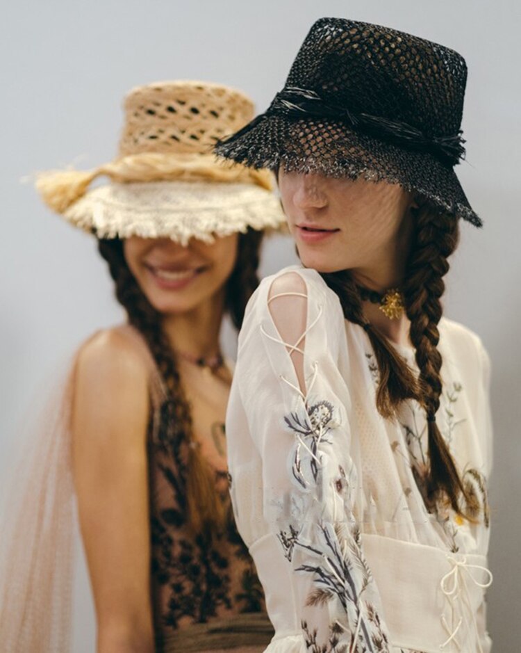 USPOP hollow-out raffia straw hat casual natural straw sun hats wide brim beach hat