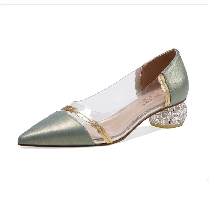Kvinder casual letvægts firkantet hæl pumps dame casual grøn komfort sommer højhælede sko seje sko zapatos dama  e6138