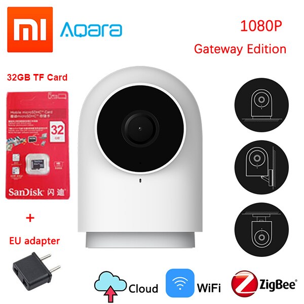 Xiaomi Aqara 1080P Smart Camera G2 Gateway Versie Zigbee Linkage IP Wifi Wireless Cloud Home Security Smart apparaten: add EU Plug 32G