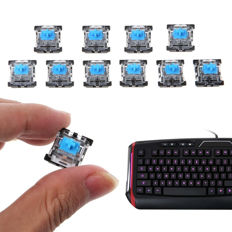 10Pcs 3 Pin Mechanical Keyboard Switch Blue for Cherry MX Keyboard Tester Kit