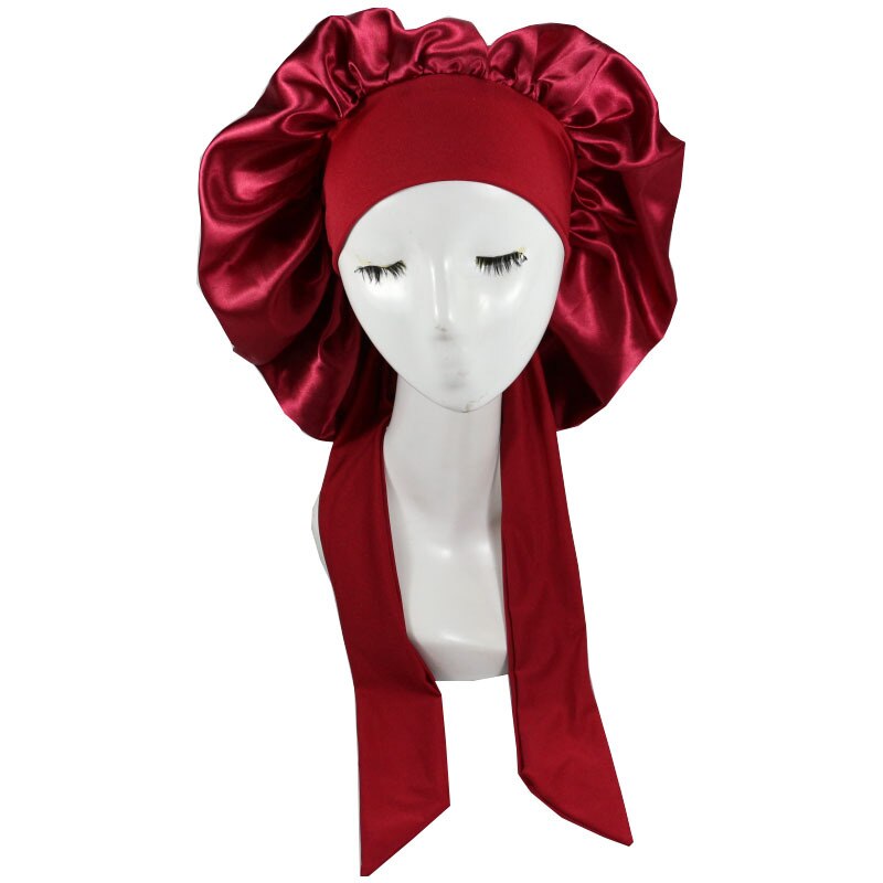 Chapeau de nuit en Satin pour femmes et hommes, Bonnet de nuit unisexe en soie, Turban de douche: Type 1-Red
