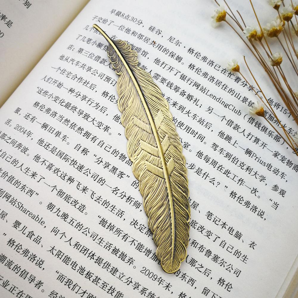 1pc Retro Feather Metal Bookmark Beautiful Cool Book Page Mark Children Student Stationery School Office Supplies