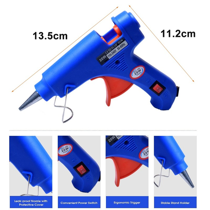 20W Melt Glue Gun with 7mm Glue Sticks Mini Industrial Guns Heat Temperature Thermo Electric Repair Tool