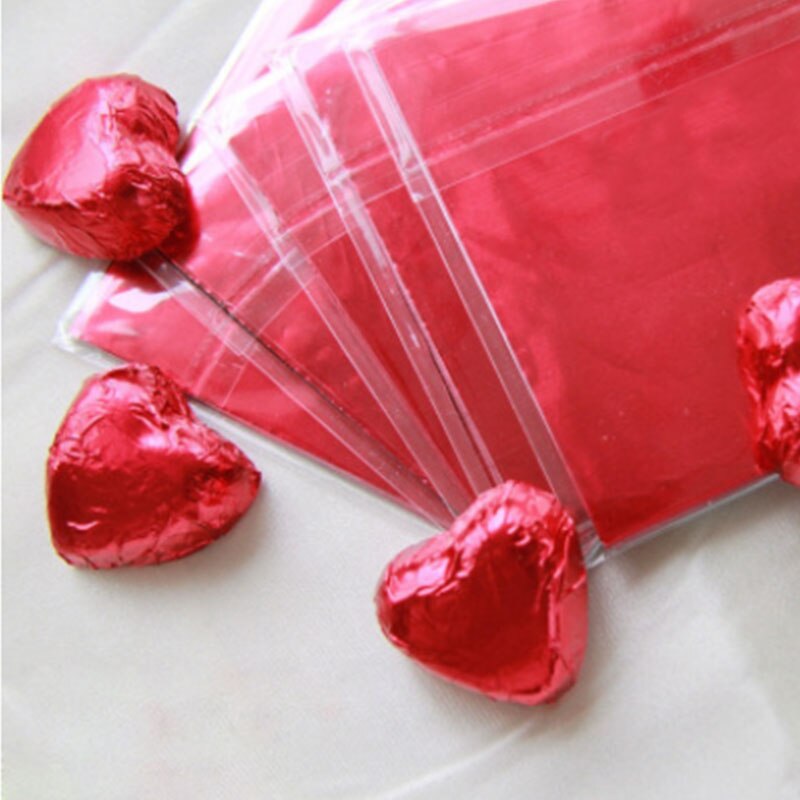 100 pièces chocolat emballé papier aluminium feuille de sucre couleur aléatoire 10*10 cm