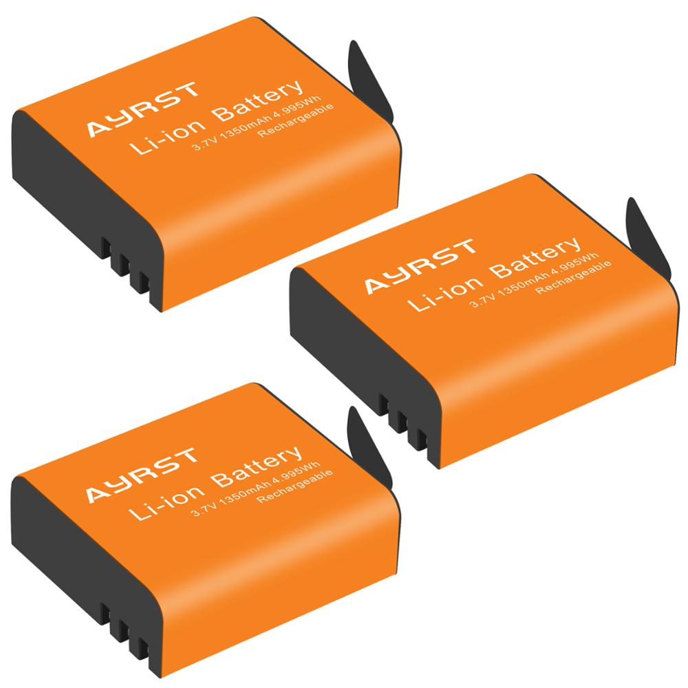 4 pièces 1350mAh PG1050 SJ4000 PG900 batterie + chargeur Double USB Pour SJCAM SJ5000 SJ6000 SJ8000 M10 EKEN 4K H8 H9 GIT-LB101 batteries: 3 battery