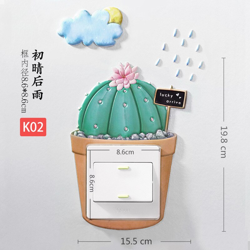 Home Decorations Wall Stickers Switch Protection Sticker Night light Switch Stickers Cartoon Cactus Unicorn Dino Switch Sticker