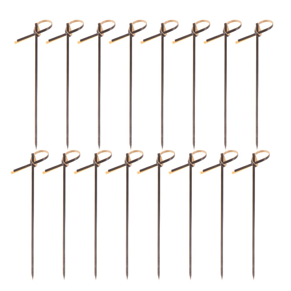 200 Pcs 10.5Cm Wegwerp Dikker Cocktail Picks Knoop Bamboe Fruit Voorgerecht Drinken Voedsel Picks Sticks Feestartikelen (Zwart)