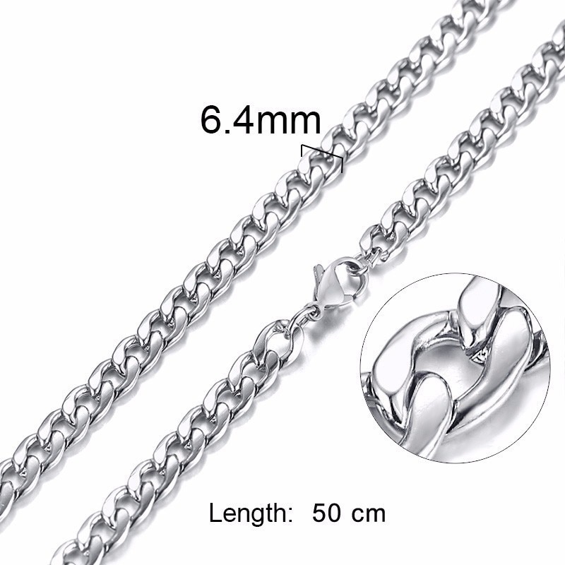 HANDSOME MEN'S FILLED BOXCHAIN CUBA LINK CHOKER FIGARO CHAIN NECKLACE IN ENDURABLE STAINLESS STEEL MALE FEMALE JEWELRY: 164-50S