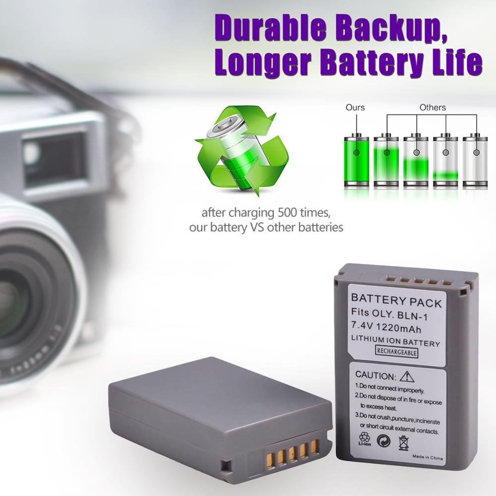 2x BLN-1 Ps BLN1 PS-BLN1 Batterij + Led Ingebouwde Usb Dual Charger Voor Olympus OM-D E-M1, olympus Pen F, OM-D E-M5, Pen E-P5, OM-D