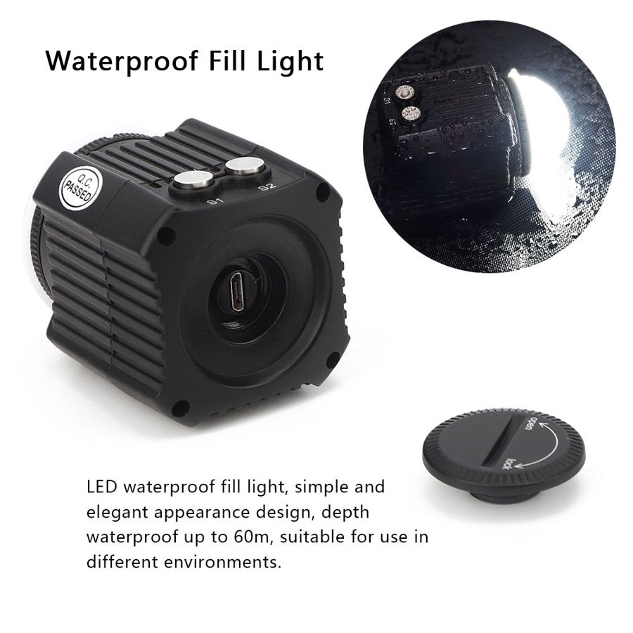 Orsda sl -19 dykning video ljus undervattenskamera flash 60m vattentät dykning fylla ljus 2000lm för gopro 8 7 6 5 för slr-kamera