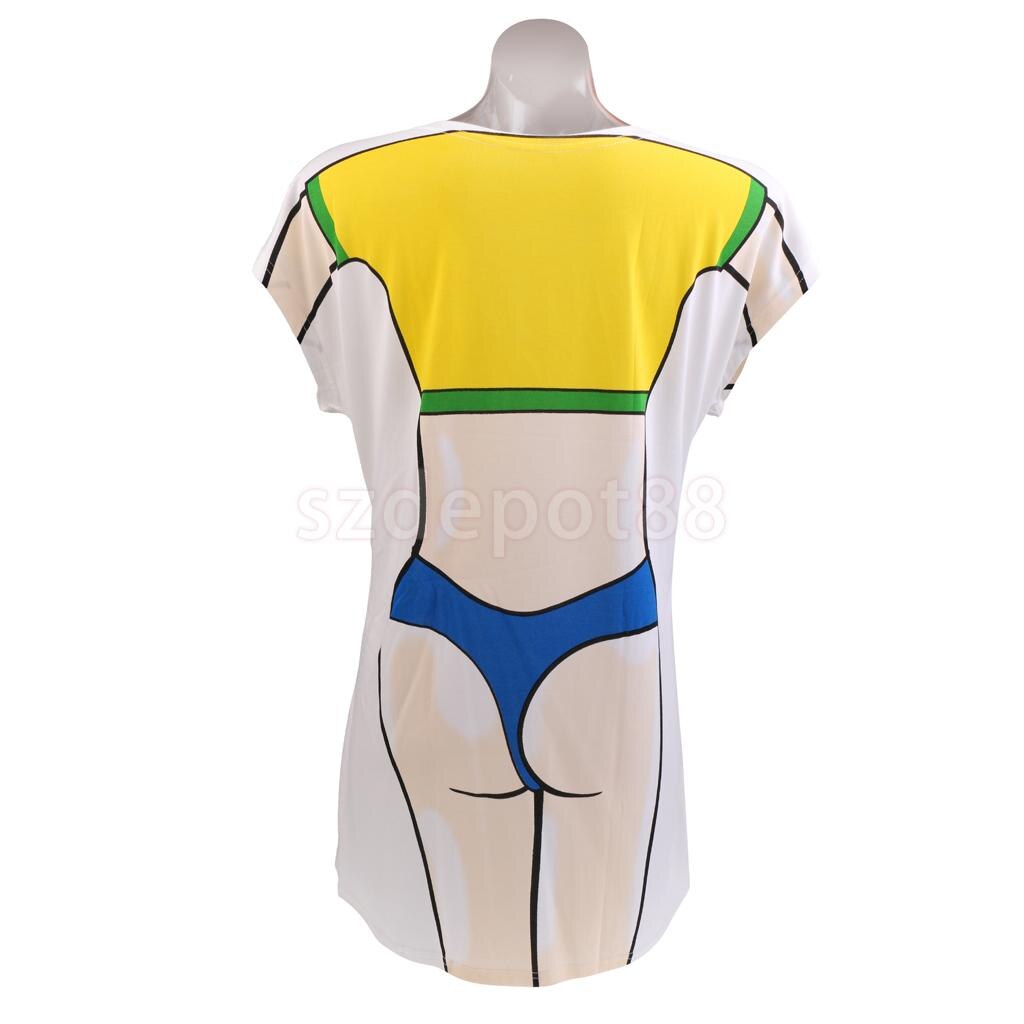 Bikini drôle imprimé femme robe plage fête cache-haut T-Shirt maillots de bain pyjamas déguisement