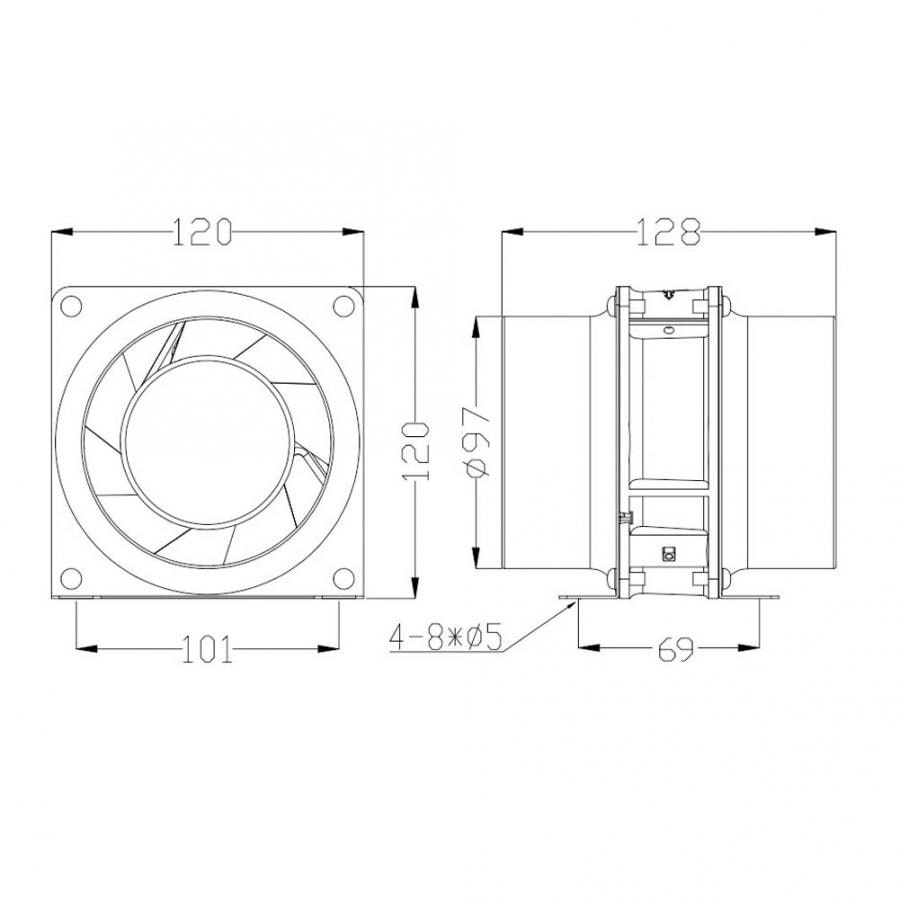 4 Inch Axial Duct Fan Air Ventilator Pipe Ventilation Exhaust Fan for Basement Library Kitchen Wall Fan Duct Fan 100-120V