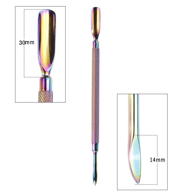 Dual-Ended Chameleon Nail Cuticle Pusher Dode-Skin Remover Rainbow Rvs Nail Art Tool: G-A010-1