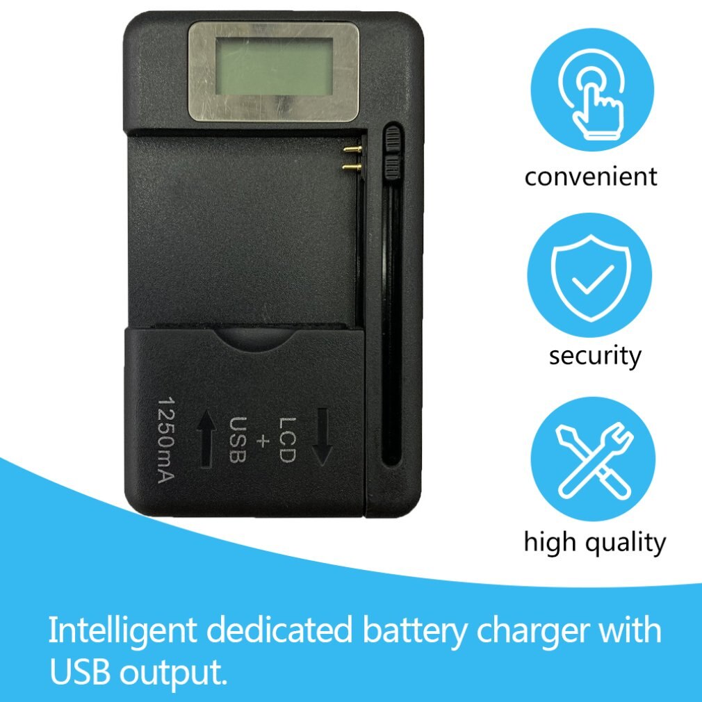 Universel mobil batterioplader lcd-indikatorskærm til mobiltelefoner med usb-portoplader til de fleste lithium-ion-batterier: Default Title