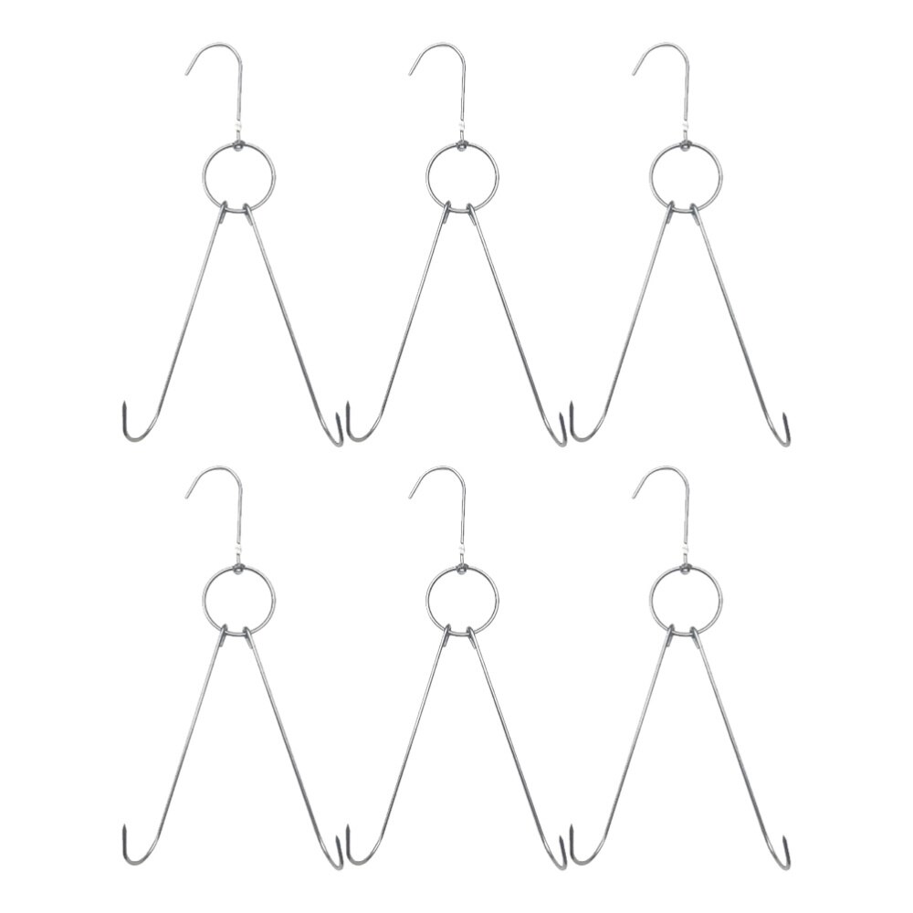 6Pcs Praktische Drogen Vlees Haken Rvs S Vormige Haken Hanger Met Dubbele Haken Bbq Grill Opknoping Rack Voor bacon Hammen M: 30x6CM