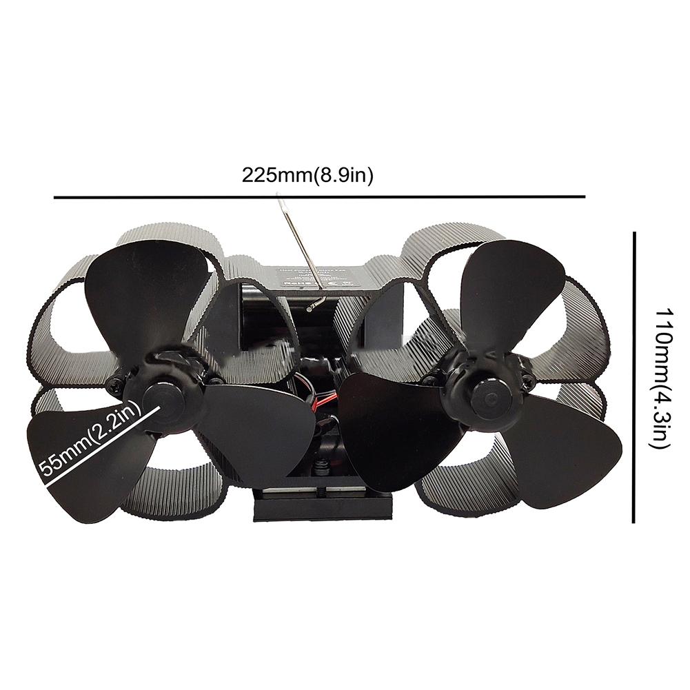 Dual-kopf 6-klinge Kamin Fan Zauberstab-montiert Eisen Rohr Zwilling Kamin Fan Für Holz/Protokoll brenner/Kamin Automatisch Starten Fan