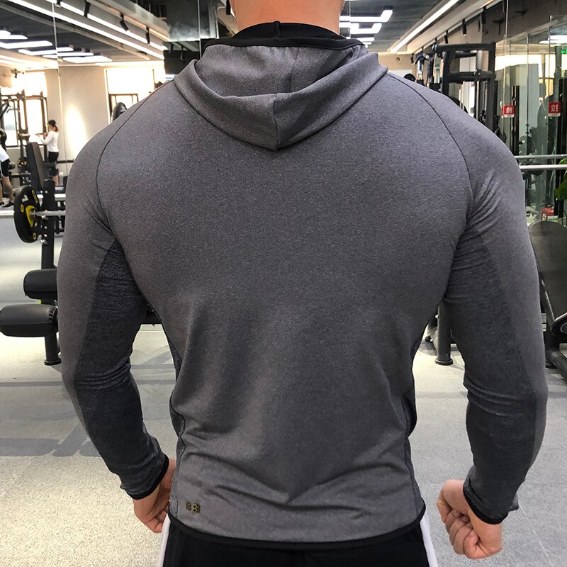 Camisas deportivas de manga larga para hombre, ropa deportiva con capucha para correr y hacer ejercicio al aire libre
